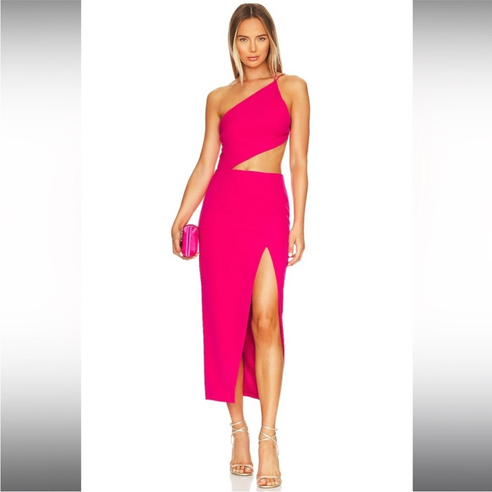 Luna Cut Out Midi‎ Dress in Pink Punch
Bardot